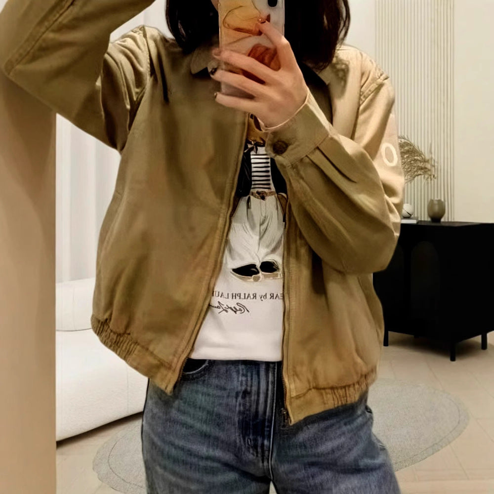 Damen modische Blousonjacke mit praktischen Taschen Drune