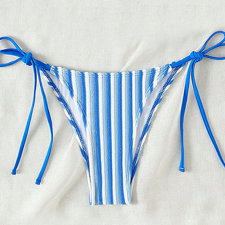 Damen Bikinislip mit verstellbaren Bindebändern und Streifenmuster Drune