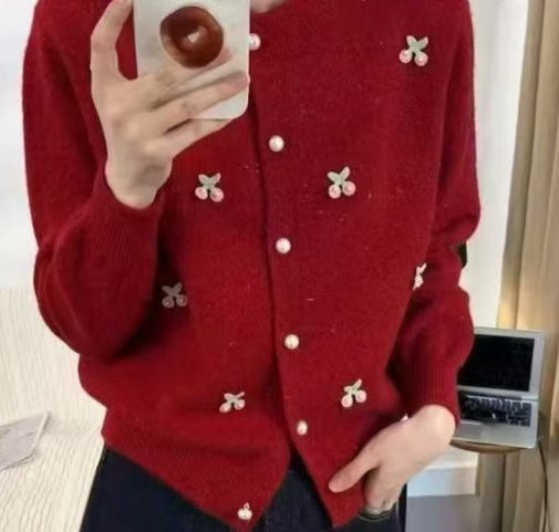 Damen Strickjacke mit verspieltem Design und Perlenknöpfen Drune