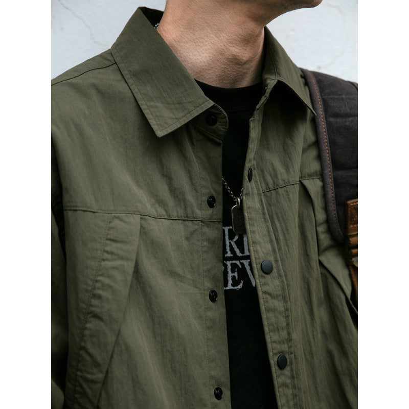 Herren Technisches Field-Overshirt im Utility-Look mit Druckknopfleiste und kastiger Passform Drune