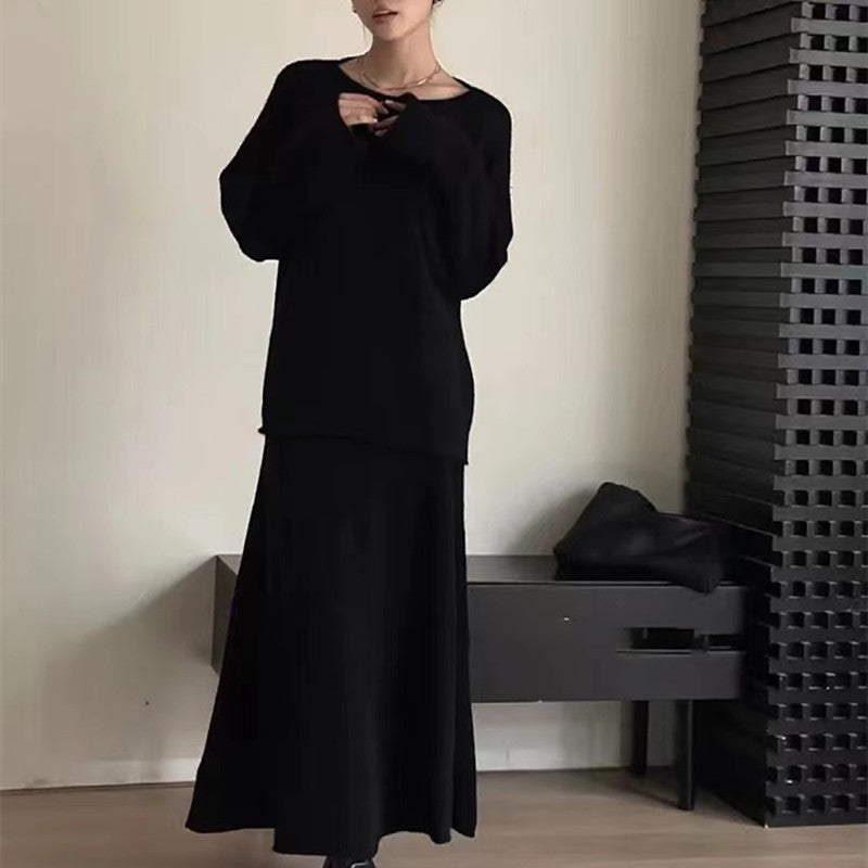 Damen Strickkleid im lässigen Off-Shoulder Design mit weitem Schnitt Drune
