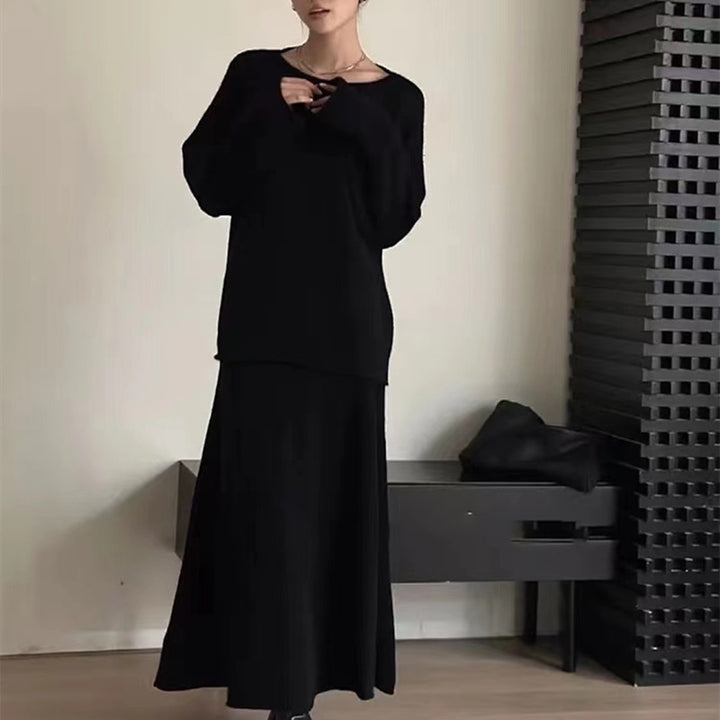 Damen Strickkleid im lässigen Off-Shoulder Design mit weitem Schnitt Drune