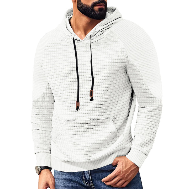 Herren nan Kapuzenpullover mit quadratischer Struktur, Raglanärmeln und Kängurutasche Drune