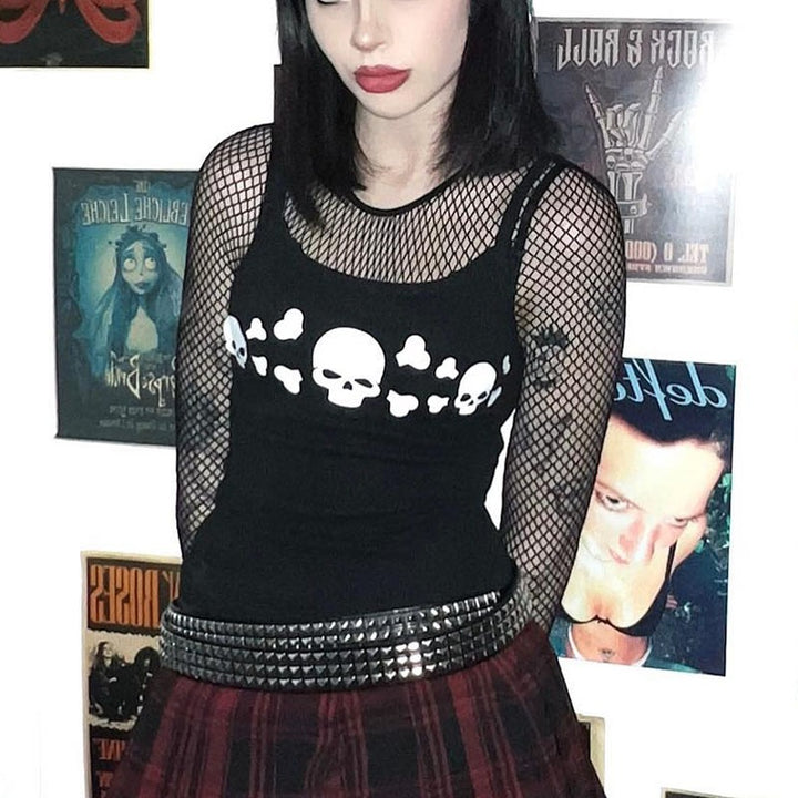 Damen Tanktop mit auffälligem Totenkopf-Design Drune