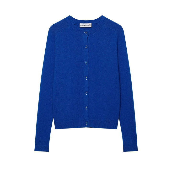 Damen Feiner Strickcardigan mit Rundhals und Knopfleiste Drune