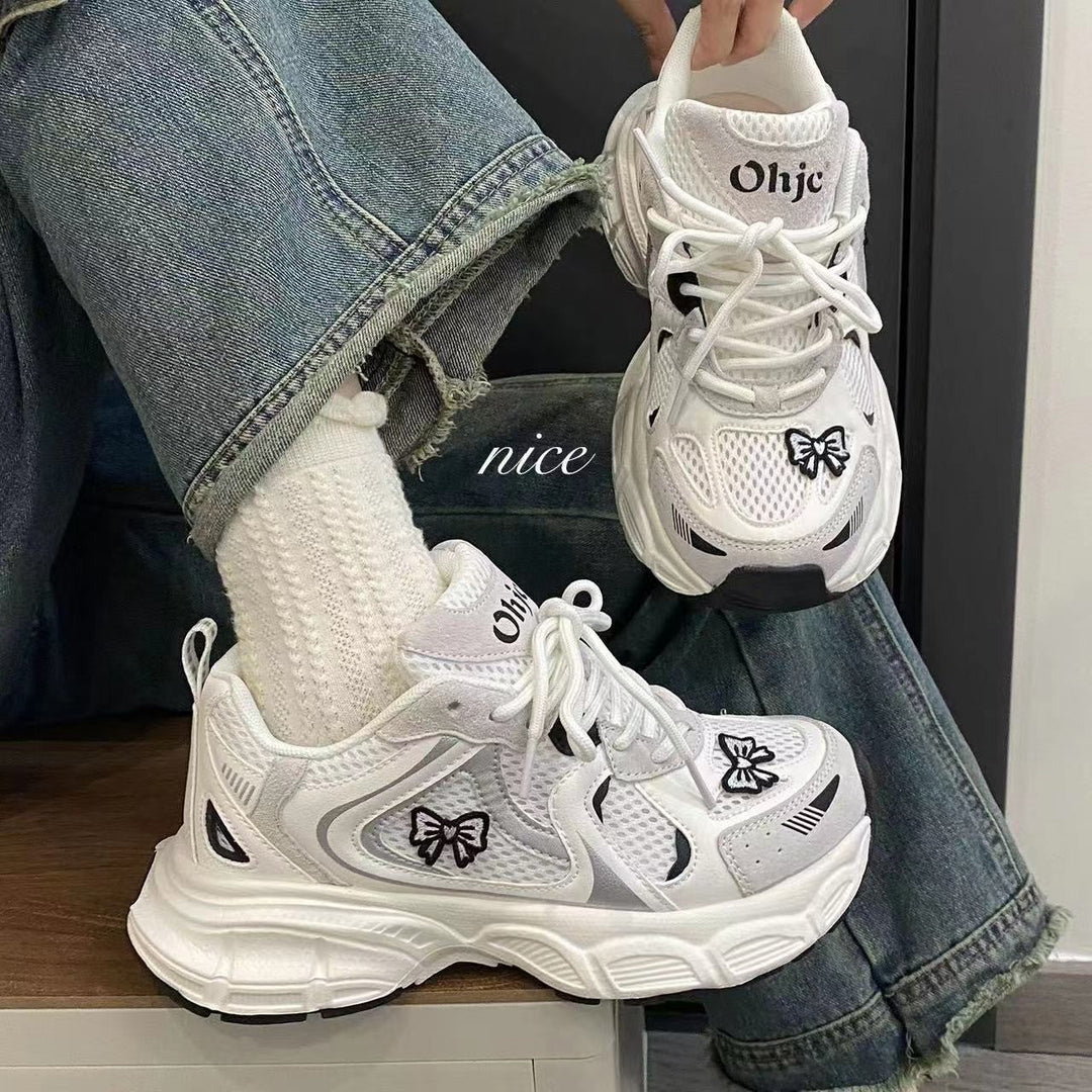 Damen Sneakers mit verspieltem Schleifendetail und atmungsaktiver Mesh-Oberfläche Drune