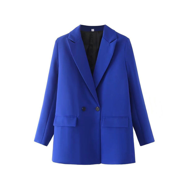 Damen Oversize Doppelreihiger Blazer mit fallendem Revers und weicher Innenfütterung Drune