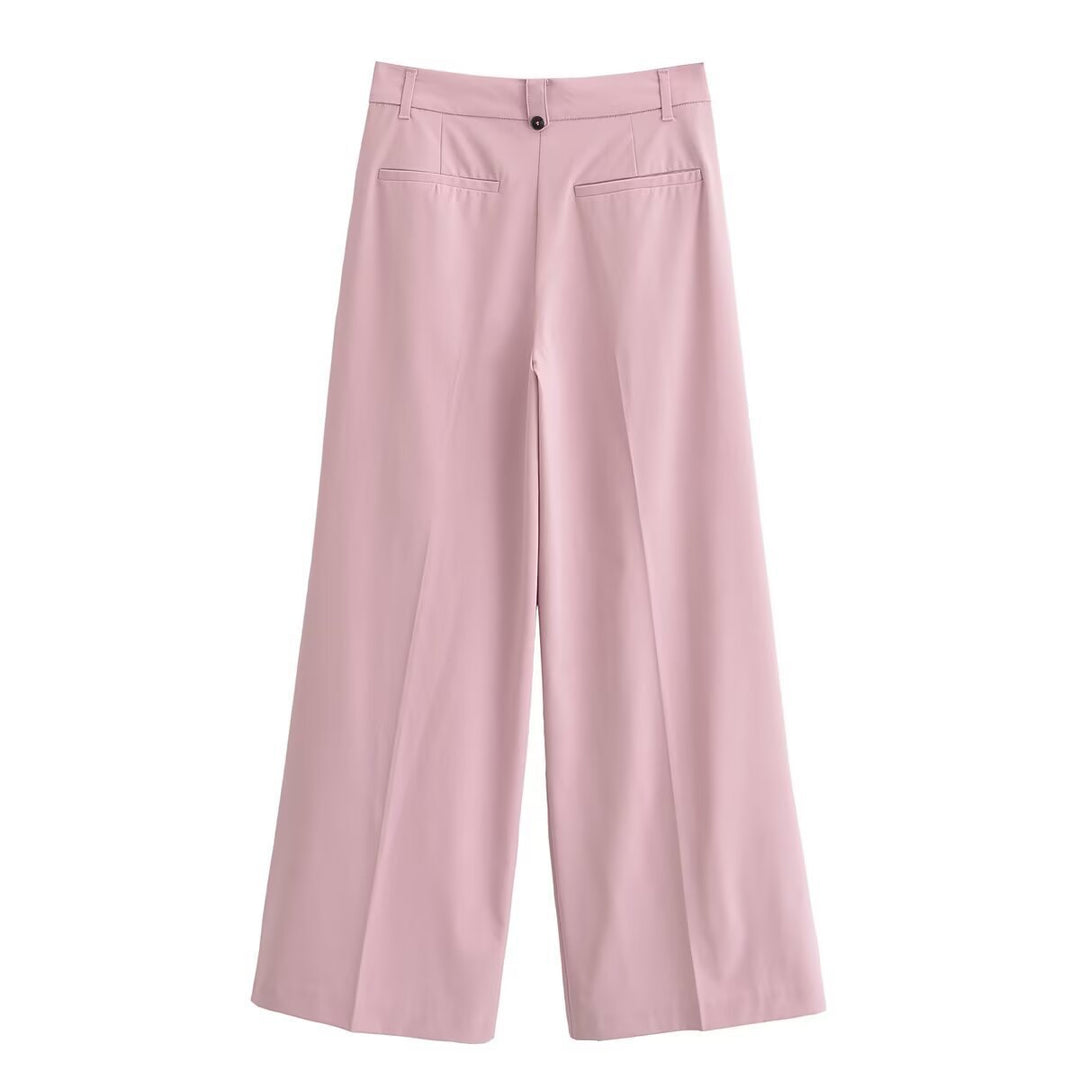 Damen Weite Bundfaltenhose im Palazzo‑Stil mit hoher Taille Drune
