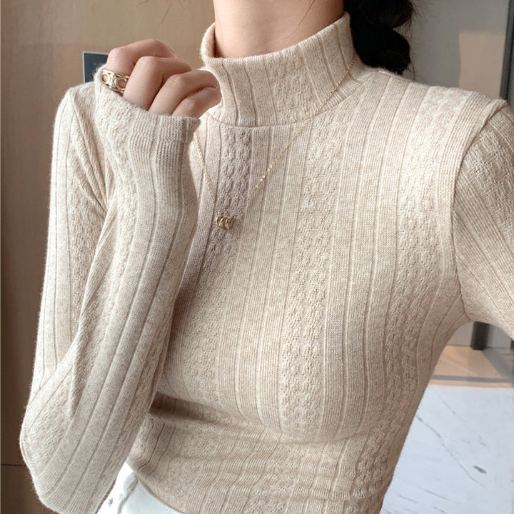 Damen Elegantes Langarm-Ripp-Oberteil Drune