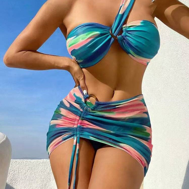 Damen Cropped Bikini-Set mit verspieltem Rüschendesign und elegantem Bindeträgersystem Drune