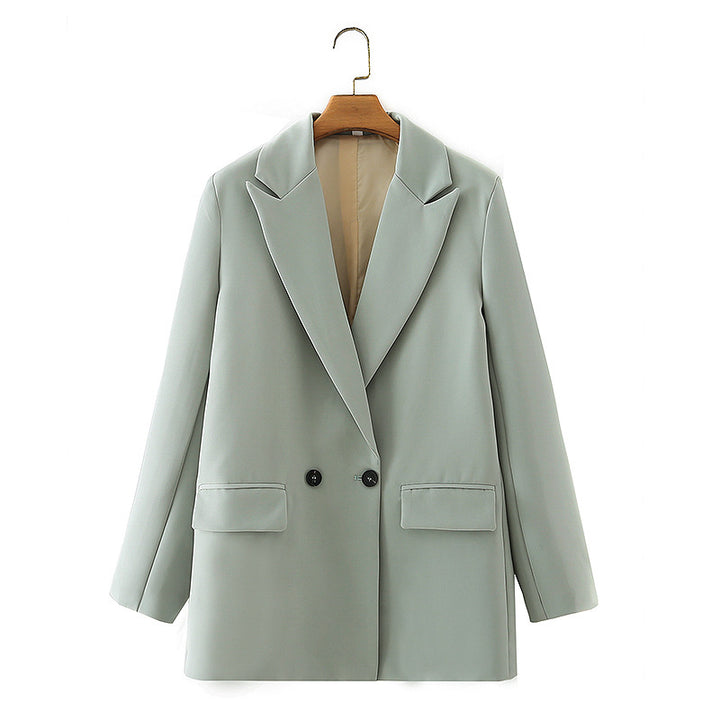 Damen nan taillierter Longblazer im Oversize-Look mit Reverskragen und Pattentaschen Drune