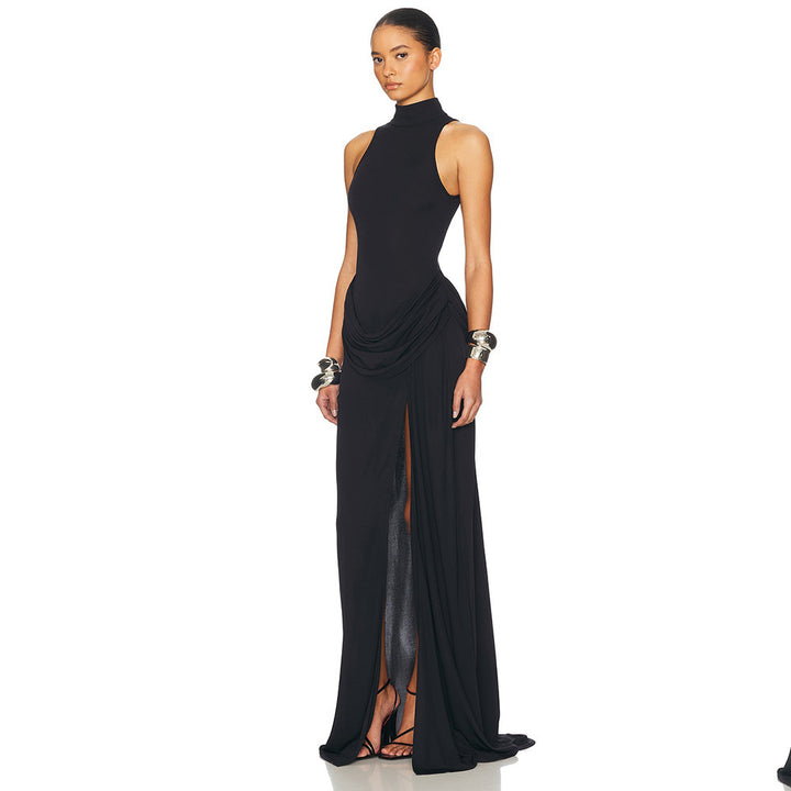 Damen Maxikleid mit figurbetontem Schnitt und elegantem Drapierungselement Drune