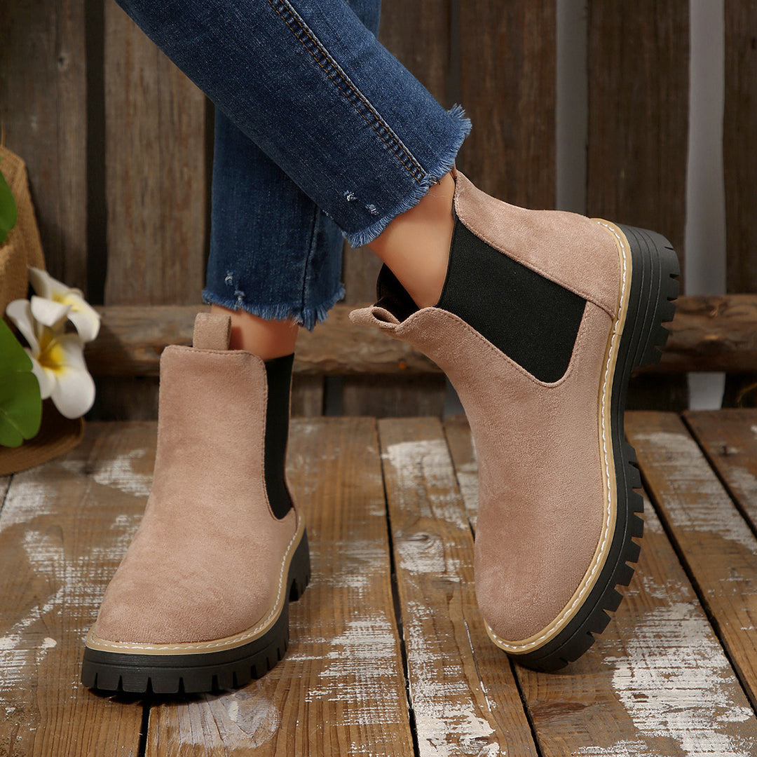Damen nan Chelsea-Boots mit profilierter Traktorsohle und elastischen Seiteneinsätzen Drune