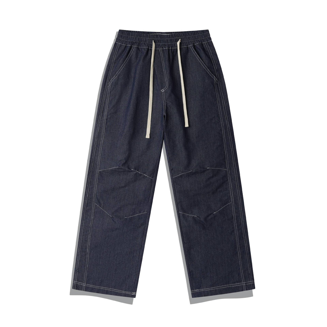 Damen Weite Denim-Cargo-Culotte mit elastischem Bund und Kontraststeppung Drune