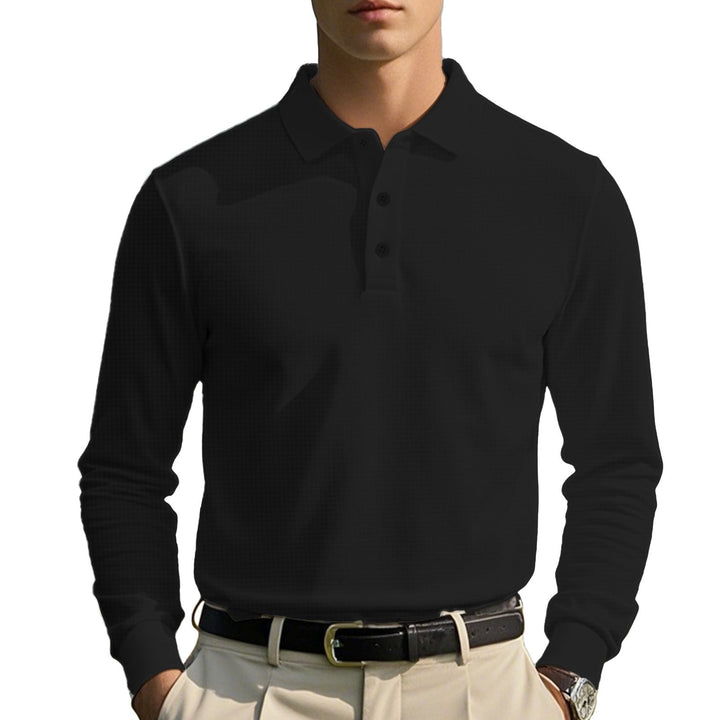 Herren Langarm-Poloshirt aus atmungsaktiver Baumwollmischung Drune
