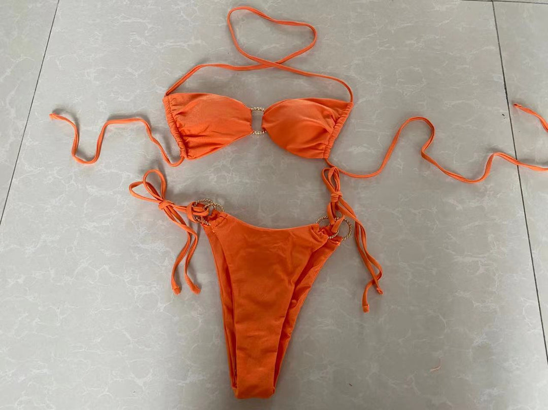 Damen Bandeau-Bikini mit dekorativen Ringen Drune