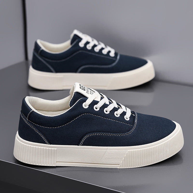 Unisex Leichter Canvas-Low-Top Sneaker mit dicker Plateau-Gummisohle Drune