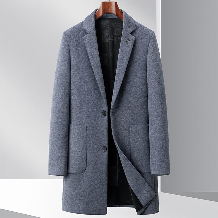 Herren eleganter Mantel aus hochwertiger Wolle mit modernem Schnitt Drune