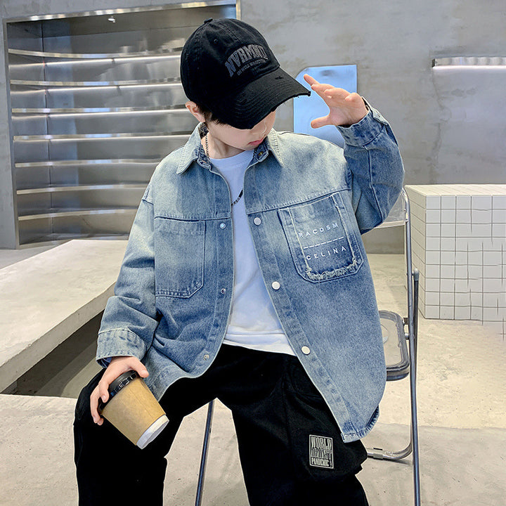 Unisex moderne Denim-Hemdjacke Drune