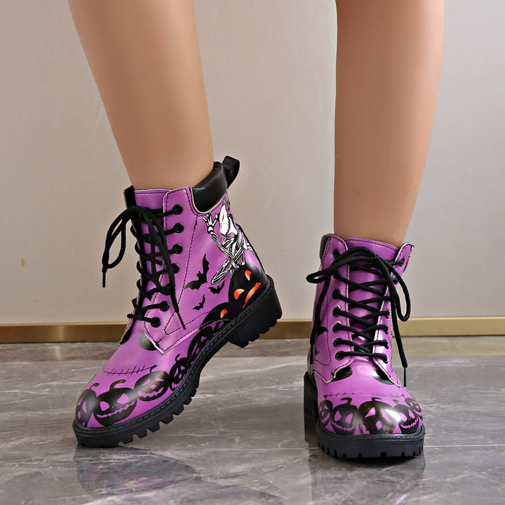 Damen Halloween-Stiefel mit kreativen Motiven und rutschfester Sohle Drune