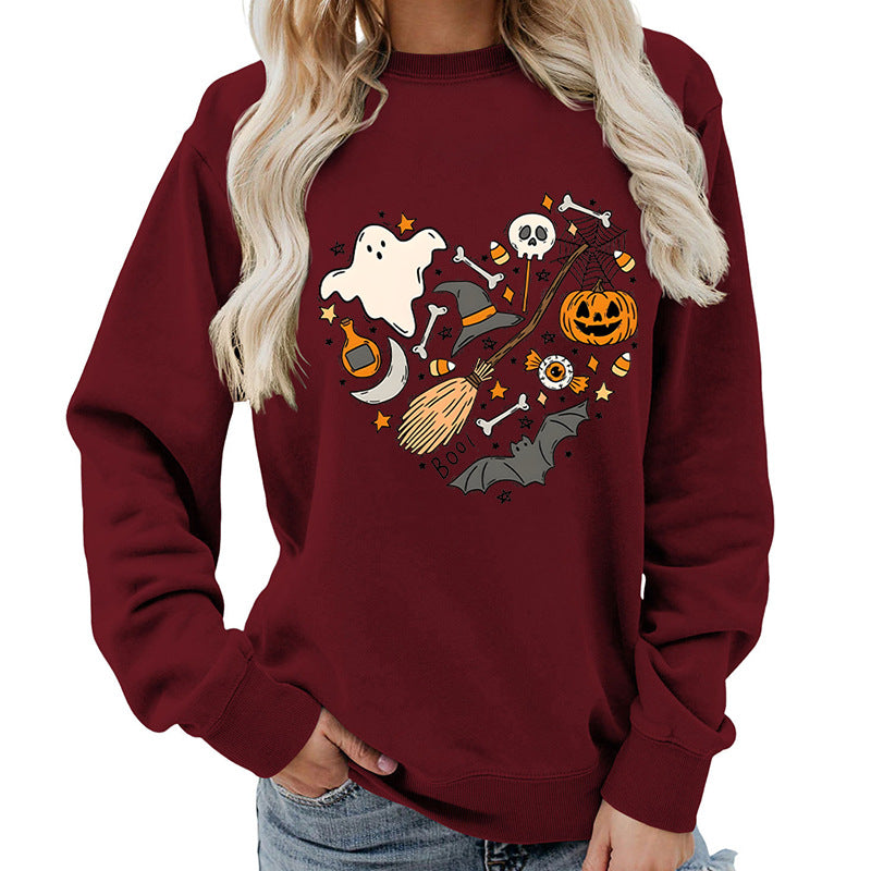 Damen Halloween Sweatshirt mit kreativem Motiv Drune