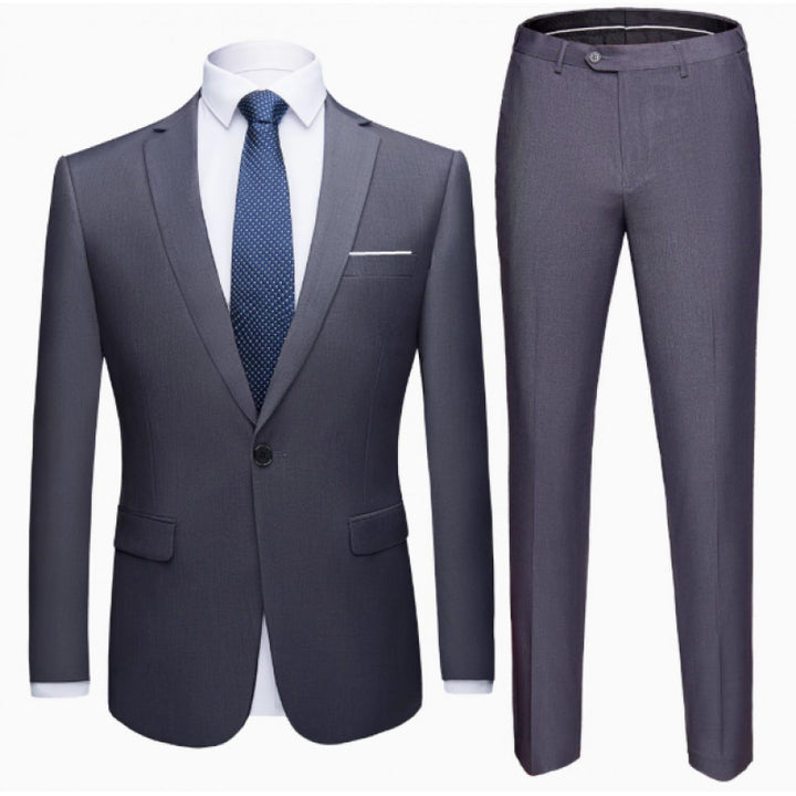 Herren Zweiteiliger Slim-Fit Anzug mit Ein-Knopf-Sakko und schmaler Anzughose Drune