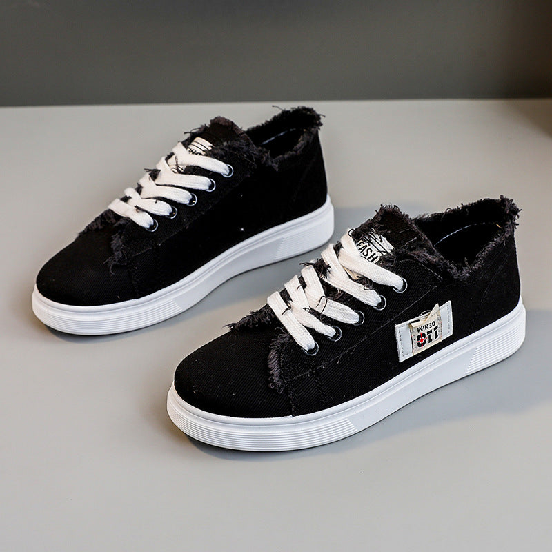 Damen lässige Sneaker mit modischem Used-Look und elastischem Schnürsystem Drune