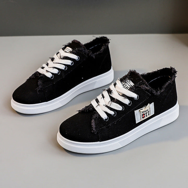 Damen lässige Sneaker mit modischem Used-Look und elastischem Schnürsystem Drune