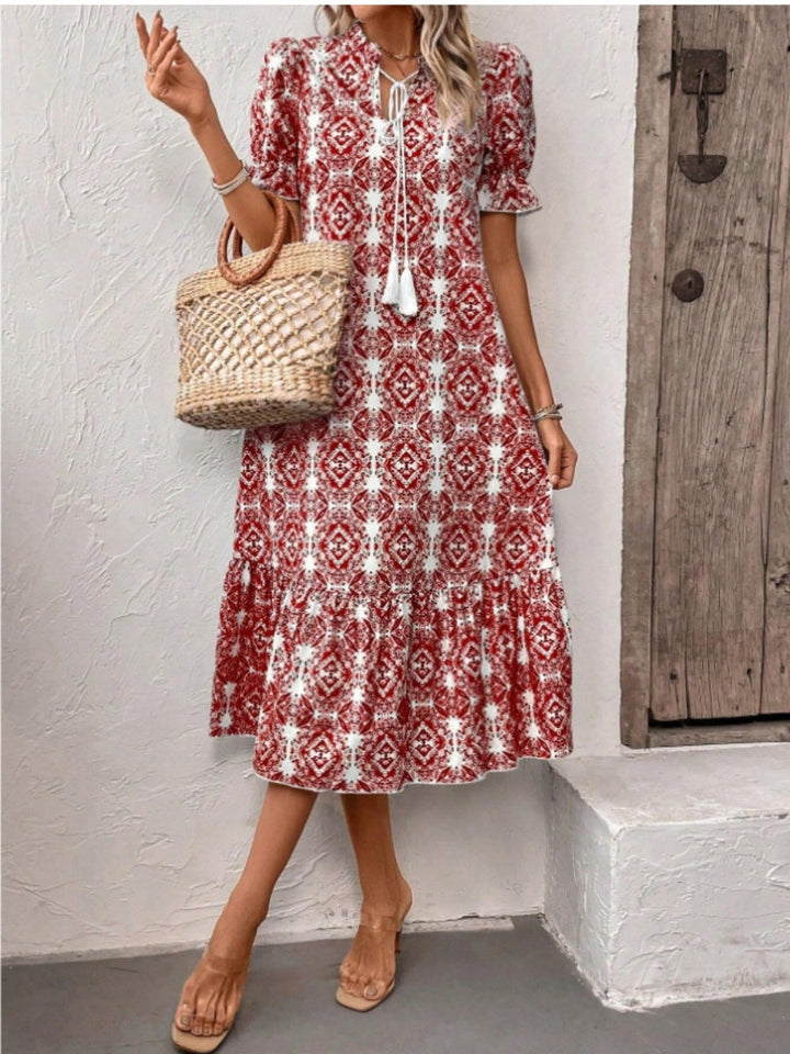 Damen Sommerliches Tunika-Kleid mit eleganten Schnüroptionen Drune