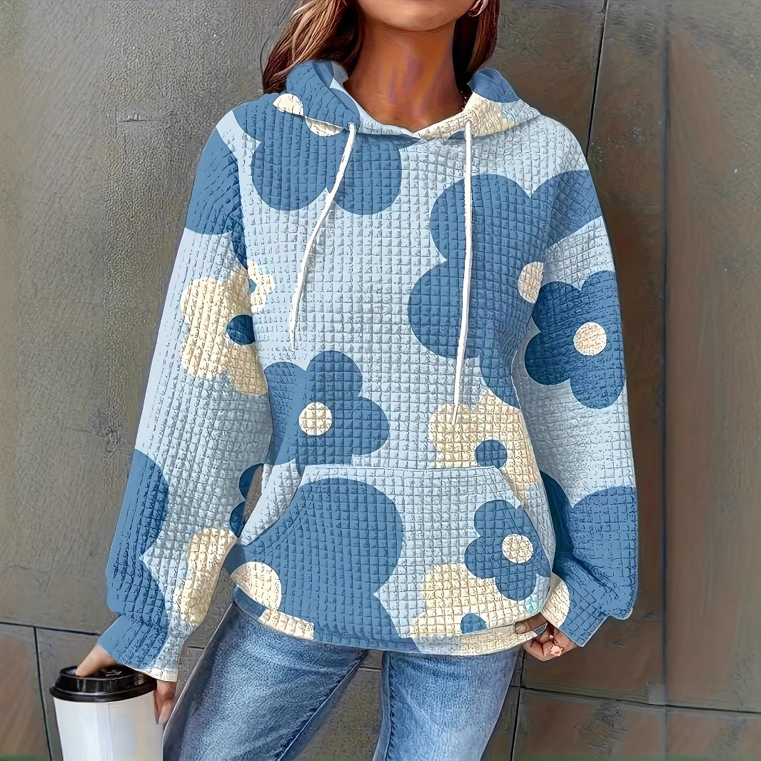 Damen Kapuzenpullover mit floralem Strukturmuster und bequemer Passform Drune