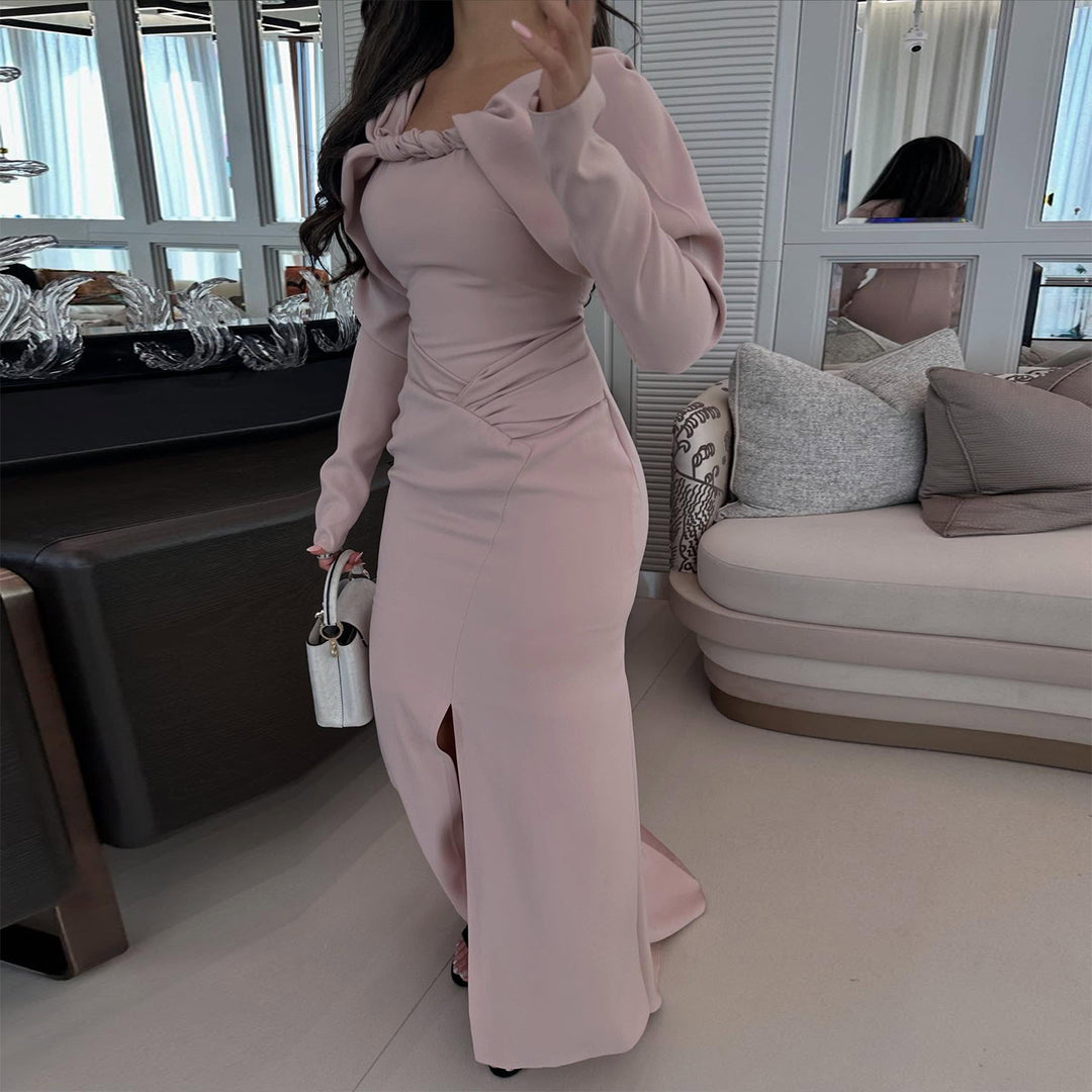 Damen Maxikleid mit elegantem Wickelausschnitt und figurbetonter Silhouette Drune