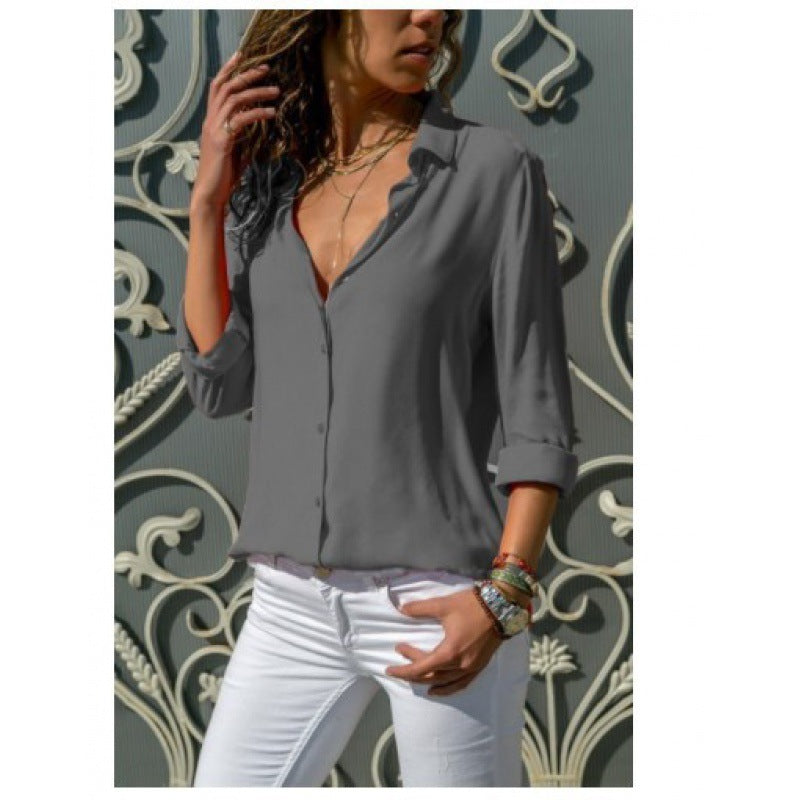 Damen Lockere Bluse mit modernem Schnitt und bedeutenden Knopfdetails Drune