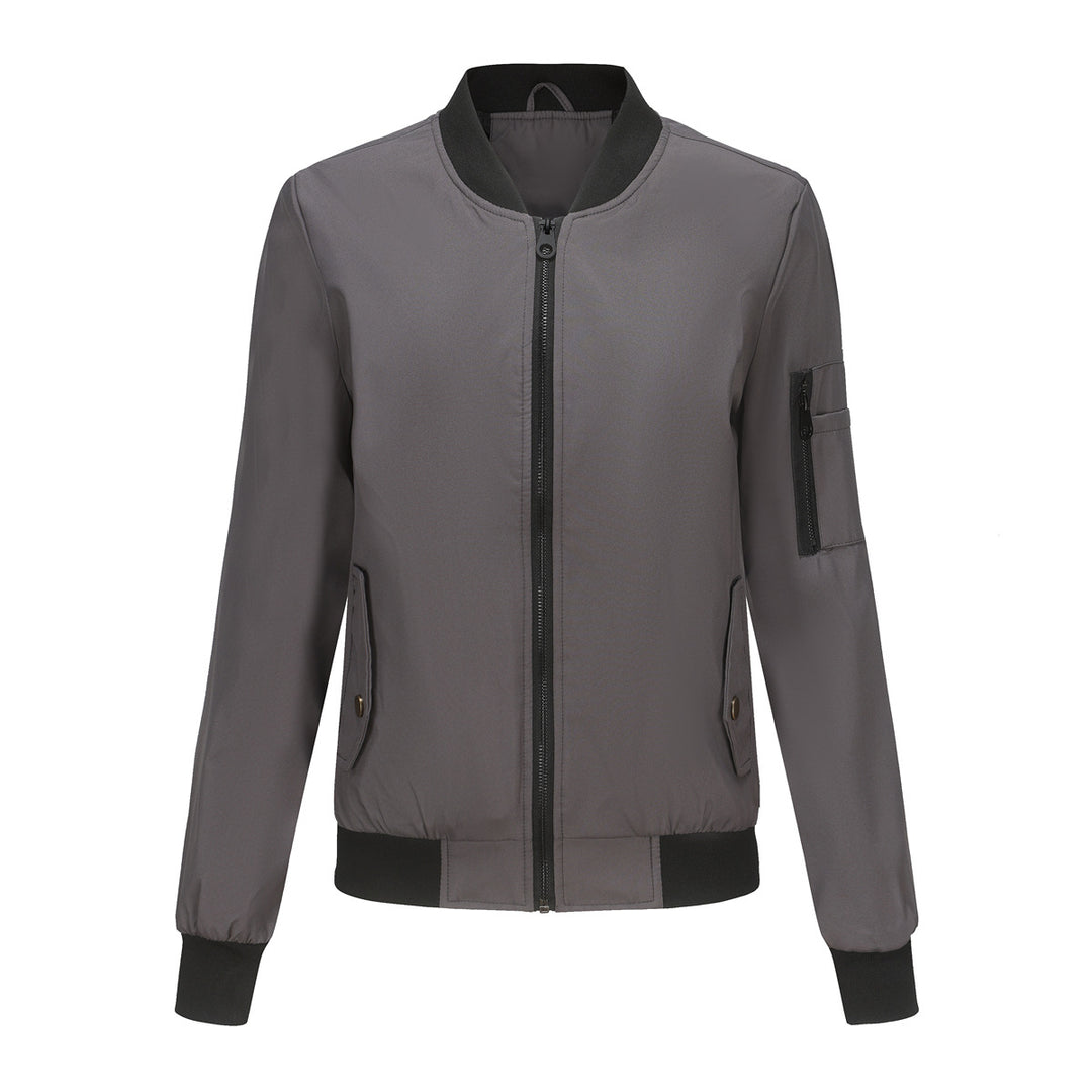 Damen modische Bomberjacke mit praktischen Reißverschlusstaschen und sportlichem Kragen Drune
