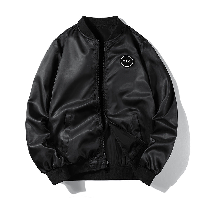 Herren  Aviator bestickte Patch wasserabweisende Bomberjacke mit Reißverschluss Utility Ärmeltasche Drune
