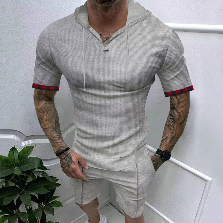 Herren modisches Sportensemble mit kurzer Hose und Kapuzenoberteil Drune