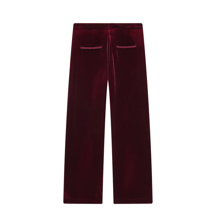 Damen nan weite Samt-Hose mit hoher Taille, geradem Bein und seitlichen Eingrifftaschen Drune