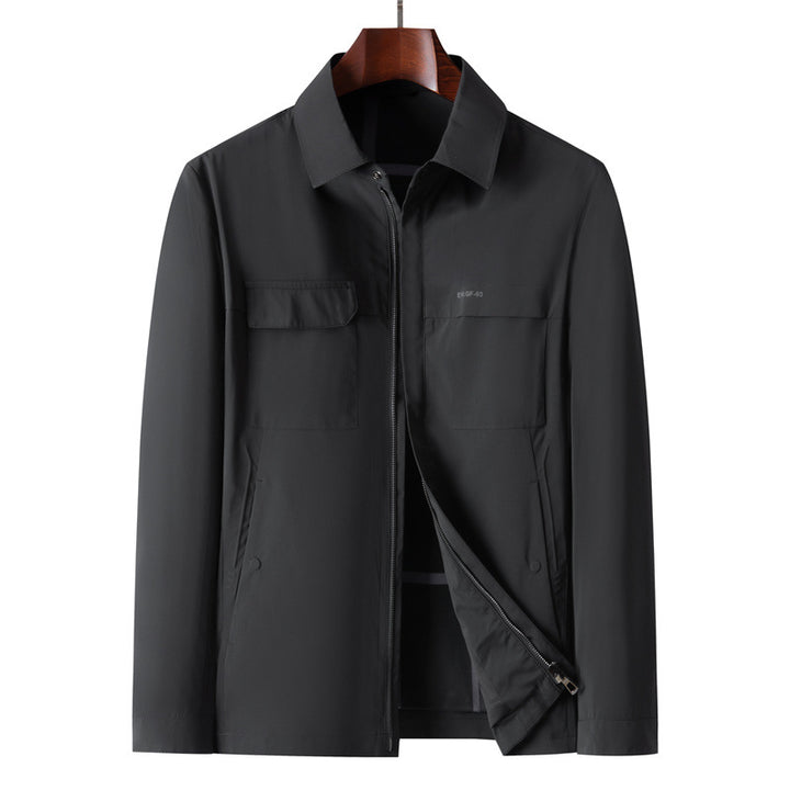 Herren Leichte Wasserabweisende Zip-Übergangsjacke mit Hemdkragen und Brusttaschen Drune