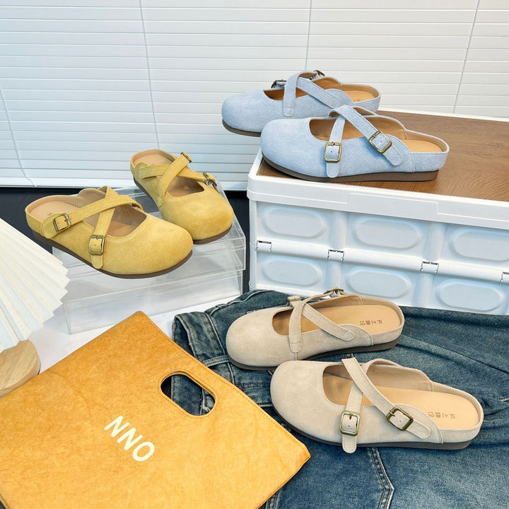 Damen Clogs mit elegantem Kreuzriemen und rutschfester Sohle Drune