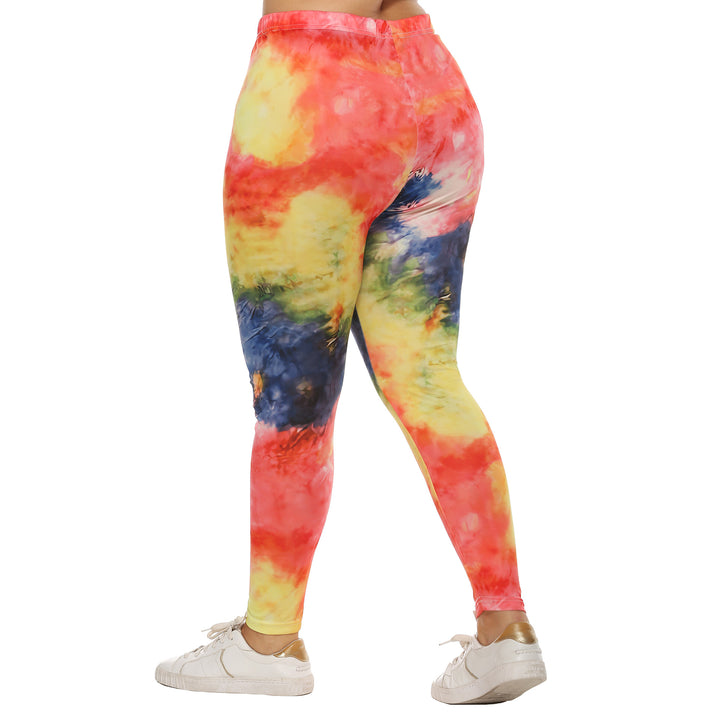 Damen farbenfrohe Leggings mit modernem Batikmuster Drune