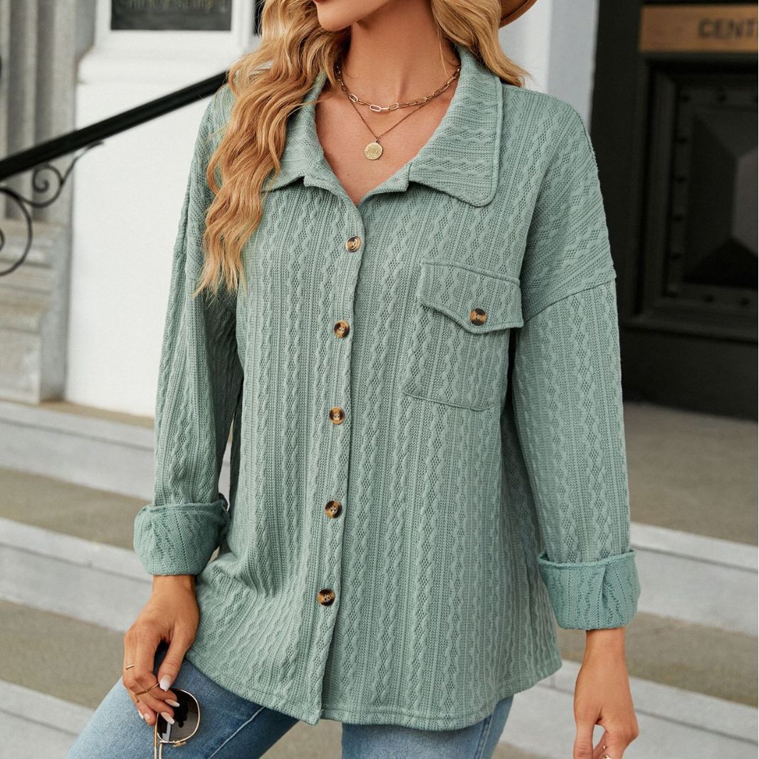 Damen Übergröße Hemdjacke mit strukturiertem Muster Drune
