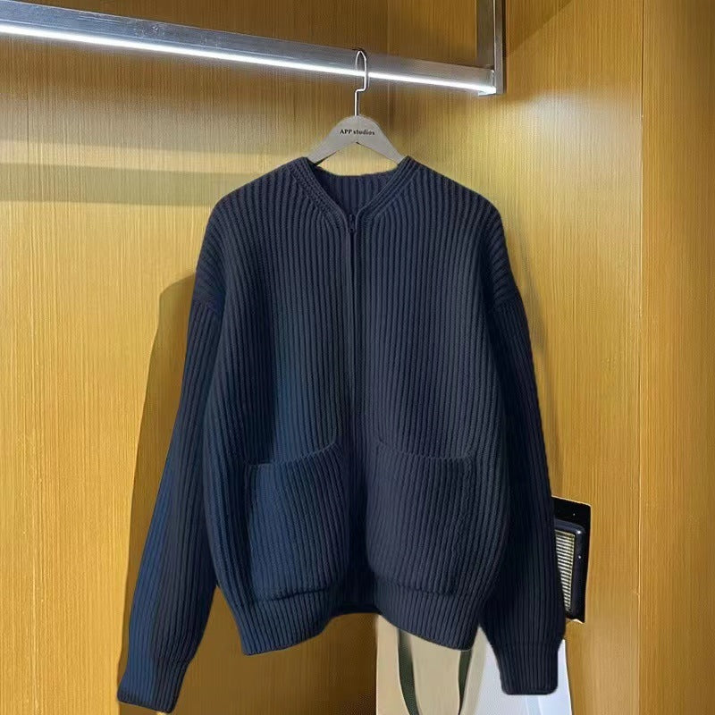 Damen Modische Strickjacke mit Reißverschluss Drune