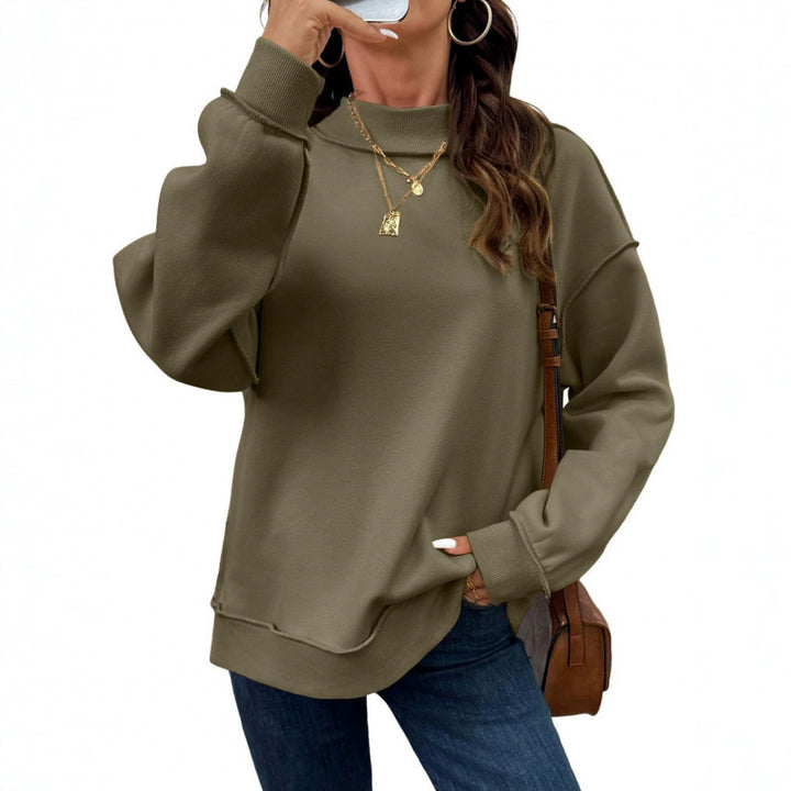 Damen Oversize-Sweatshirt mit Stehkragen, Raglanärmeln und Rippbündchen Drune