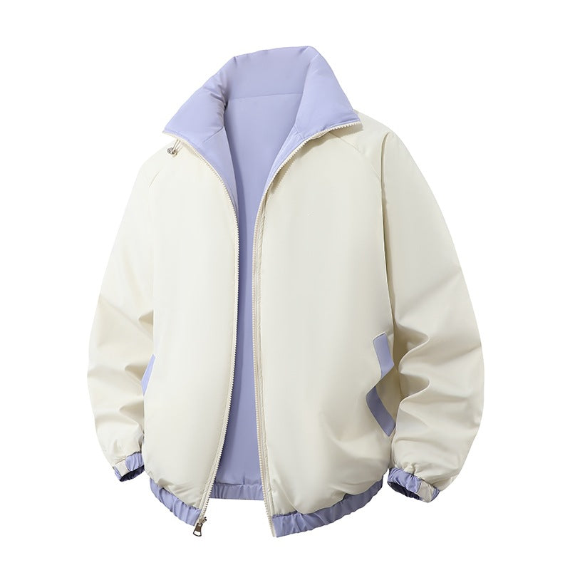 Herren Kurz geschnittene Thermo-Pufferjacke mit hohem, verstellbarem Stehkragen und kontrastierter Innenfütterung Drune