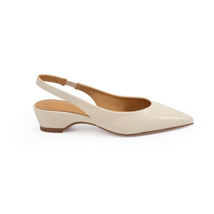 Damen Minimalistische spitze Ballerina‑Pumps mit kleinem Keilabsatz und ergonomischem Fußbett Drune