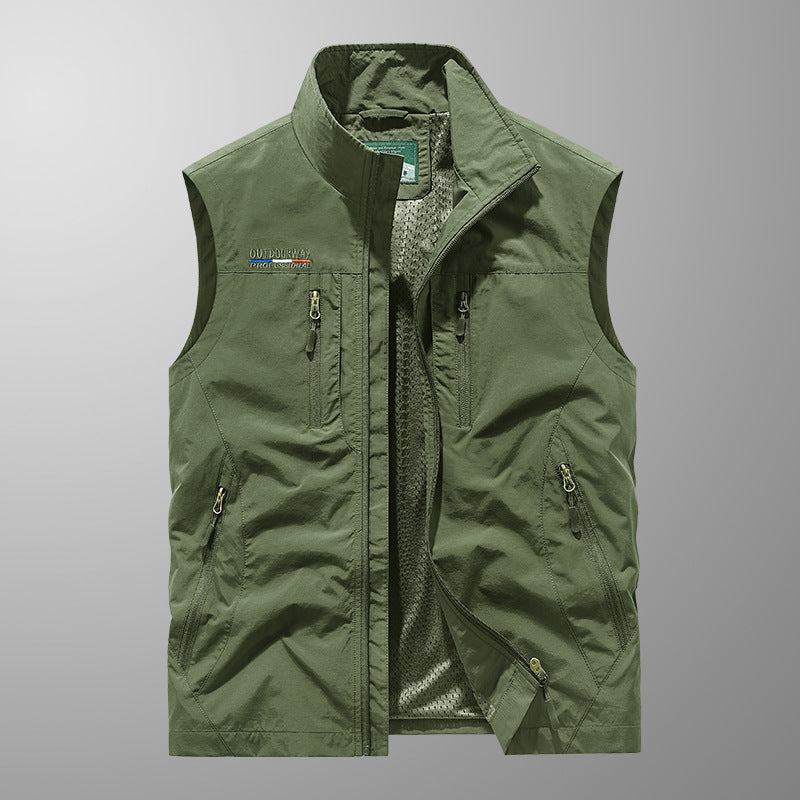Herren Multifunktionale Outdoor-Utility‑Weste mit Mesh‑Innenfutter und zahlreichen Taschen Drune