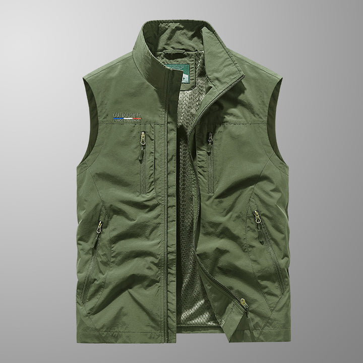 Herren Multifunktionale Outdoor-Utility‑Weste mit Mesh‑Innenfutter und zahlreichen Taschen Drune