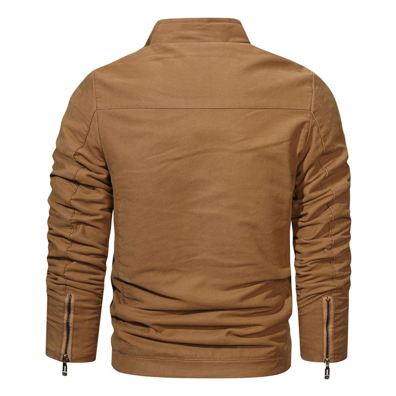 Herren Slim-Fit Canvas-Blouson mit hochschließendem Kragen und Reißverschluss Drune