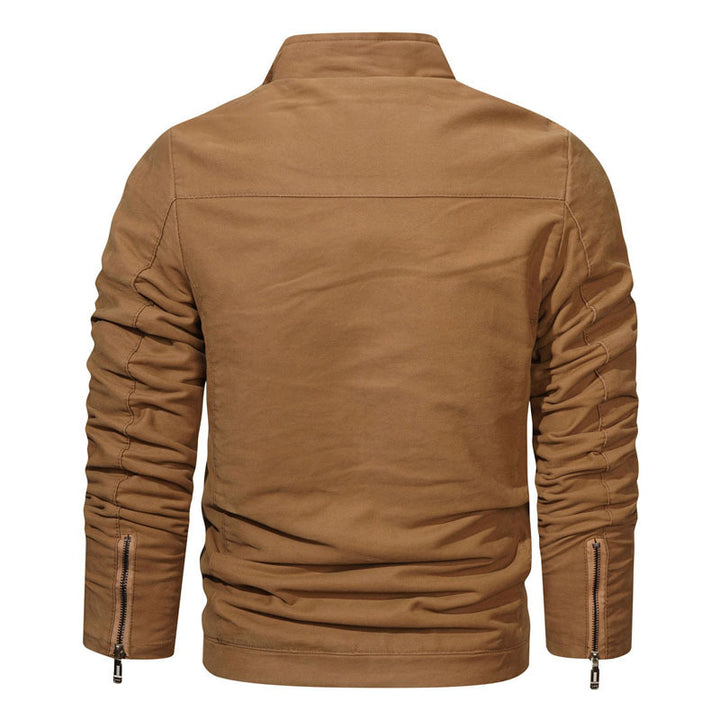 Herren Slim-Fit Canvas-Blouson mit hochschließendem Kragen und Reißverschluss Drune