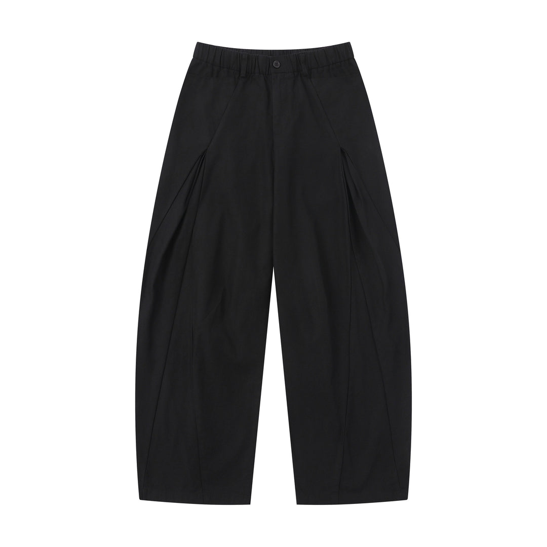 Damen Weite Culotte-Hose mit dekorativen Falten und elastischem Bund Drune