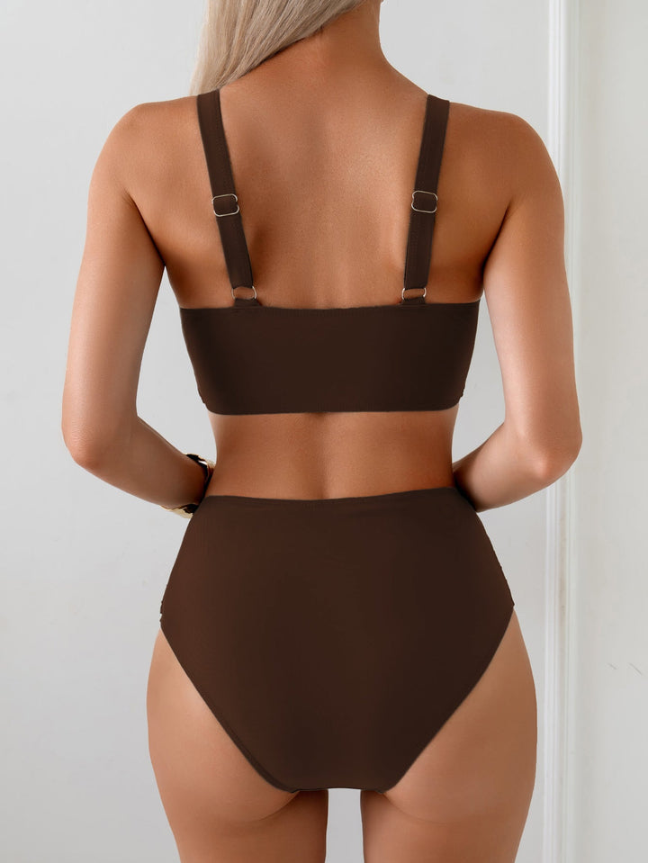 Damen Hochtailliertes Bikini-Set mit elegantem Wickeldesign Drune